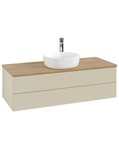Villeroy und Boch Antao Waschtisch-Unterschrank K21051HJ 120x36x50cm, Hahnloch, Waschbeckenplattenfarbe honey oak, silk grey matt lacquer