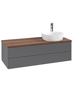 Meuble vasque Villeroy &amp; Boch Antao K23052GK 120 x 36 x 50 cm, percé pour robinetterie, plan vasque couleur noyer chaud, laque anthracite mate