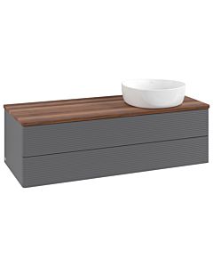 Villeroy und Boch Antao Waschtisch-Unterschrank K23112GK 120x36x50cm, Waschbeckenplattenfarbe warm walnut, anthracite matt lacquer