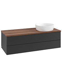 Meuble vasque Villeroy &amp; Boch Antao K23112PD 120 x 36 x 50 cm, plan vasque couleur noyer chaud, laque noire mate