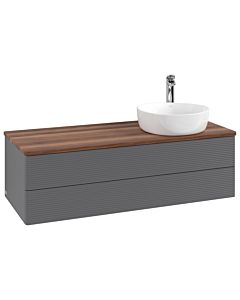 Villeroy und Boch Antao Waschtisch-Unterschrank K23152GK 120x36x50cm, Hahnloch, Waschbeckenplattenfarbe warm walnut, anthracite matt lacquer