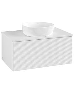 Meuble vasque Villeroy &amp; Boch Antao K30110GF 80x36x50cm, couleur du plan vasque : laque blanche brillante