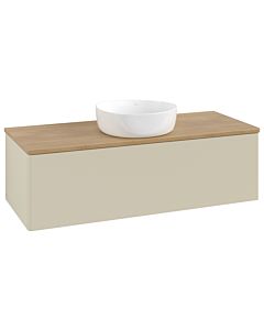 Meuble vasque Villeroy &amp; Boch Antao K32011HJ 120 x 36 x 50 cm, plan vasque couleur chêne miel, laque mate gris soie