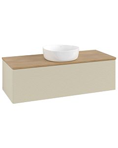 Meuble vasque Villeroy &amp; Boch Antao K32111HJ 120 x 36 x 50 cm, plan vasque couleur chêne miel, laque mate gris soie