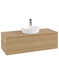 Meuble sous-vasque Villeroy und Boch K32151HN 120x36x50cm, trou pour robinet, plan vasque couleur chêne miel, chêne miel