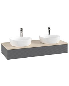 Villeroy & Boch Antao Waschtischunterschrank 1200x190x500mm L13153GK mit Beleuchtung mit Struktur FK/AP: GK/3