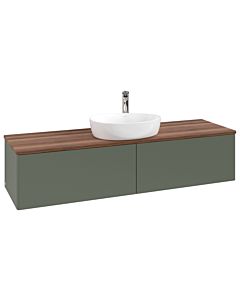 Villeroy und Boch Antao Waschtisch-Unterschrank L36052HL mit Beleuchtung, 160x36x50cm, Hahnlochbohrung, Waschbeckenplattenfarbe warm walnut, leaf green matt lacquer