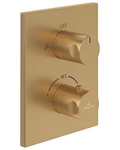 Villeroy & Boch Universal Taps & Fittings Fertigmontageset TVD00065300076 Unterputz-Duschthermostat, eckig, mit Zweiwege-Mengenregulierung, brushed gold
