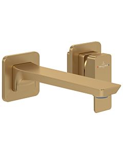 Villeroy und Boch Subway 3.0 Zweiloch-Einhebelwaschtischmischer TVW11200700076 fester Auslauf, ohne Ablaufgarnitur, Wandmontage, brushed gold