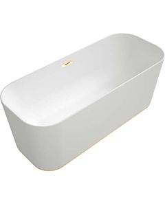 Villeroy und Boch Finion Rectangular freestanding bathtub 177FIN7N300V2RW 170 x 70 cm, water inlet, design ring, stone white, gold