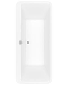 Villeroy und Boch Squaro Edge 12 rectangular bathtub Duo Q180SQE9T2BCVRW 180 x 80 cm, free-standing, with Multiplex Trio , chrome-plated, stone white