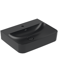 Villeroy &amp; Boch Finion washbasin 416864R7 60x47cm, center tap hole drilled through, concealed overflow, pure black C+