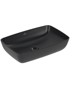 Villeroy und Boch Artis Aufsatzwaschtisch 417258R7 58x38cm, eckig, ohne Hahnlochbank, ohne Überlauf, Pure black C-plus