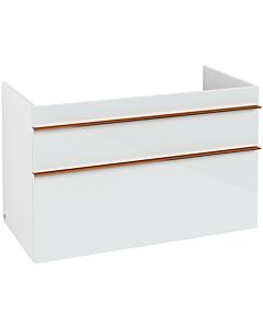 Villeroy und Boch Venticello vanity unit A92705RE 95.3 x 59 x 50.2 cm, basin left, handle copper, glass Glossy White