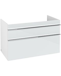 Villeroy und Boch Venticello Waschtisch-Unterschrank A92801RE 95,3 x 59 x 50,2 cm, Becken rechts, Griff Chrom, Glass Glossy White