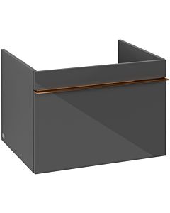 Villeroy und Boch Venticello Waschtisch-Unterschrank A93305FP 60,3 x 42 x 50,2 cm, Griff Copper, Glossy Grey