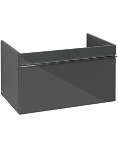 Villeroy und Boch Venticello vanity unit A93401RA 75.3 x 42 x 50.2 cm, handle chrome, glass Glossy Grey