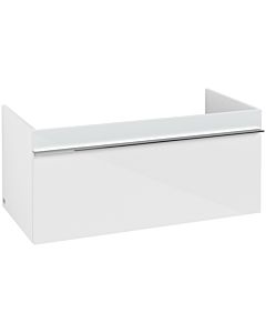Venticello Villeroy und Boch vasque A93501RE 95,3 x 42 x 50,2 cm, poignée chrome, verre Glossy White