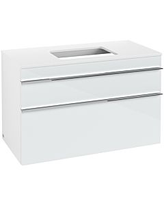 Villeroy und Boch Venticello vanity unit A94101RE 95.7 x 60.6 x 50.2 cm, vanity center, handle chrome, glass Glossy White