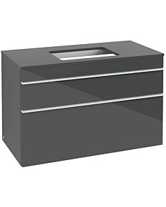 Villeroy und Boch Venticello vanity unit A94102RA 95.7 x 60.6 x 50.2 cm, vanity center, handle white, glass Glossy Grey
