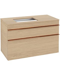 Venticello Villeroy und Boch vasque A94205VJ 95,7 x 60,6 x 50,2 cm, meuble sous-vasque gauche, poignée cuivre, chêne nordique