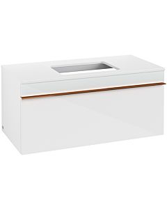 Villeroy und Boch Venticello vanity unit A94605RE 95.7 x 43.6 x 50.2 cm, vanity center, handle copper, glass Glossy White