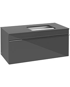 Villeroy und Boch Venticello vanity unit A94801FP 95.7 x 43.6 x 50.2 cm, washbasin on the right, chrome handle, Glossy Grey