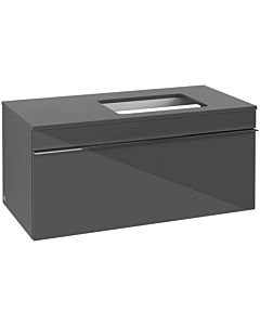 Villeroy und Boch Venticello vanity unit A94801RA 95.7 x 43.6 x 50.2 cm, washbasin right, handle chrome, glass Glossy Grey