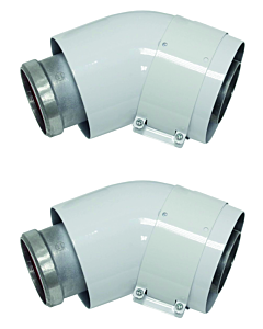 Vaillant Bogen 45 Grad 60/100 mm 303809 konzentrisch Aluminium, 2 Stück