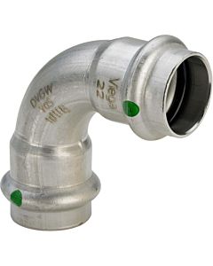 Viega Sanpress Inox 435677 35 mm, acier inoxydable, 90 degrés, SC-Contur
