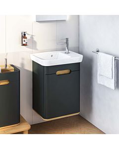VitrA Sento vanity unit 60803 50 x 37 x 66.5 cm, anthracite matt, decor, with hand basin, door hinge left