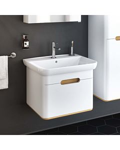 Meuble vasque VitrA Sento 60812 63 x 48,5 x 50 cm, blanc mat, décor, trou de trop-plein, trou de robinetterie au centre