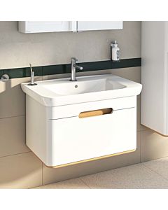 Meuble vasque VitrA Sento 60813 78 x 48,5 x 50 cm, blanc mat, décor, trop-plein, trou de robinetterie au centre