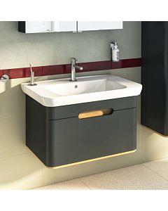 Meuble vasque VitrA Sento 60819 78 x 48,5 x 50 cm, anthracite mat, décor, trop-plein, trou de robinetterie central