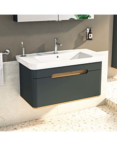VitrA Sento vanity unit 60820 98 x 48.5 x 50 cm, anthracite matt, decor, overflow hole, tap hole in the middle