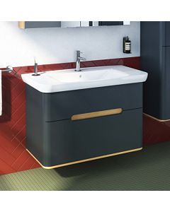 VitrA Sento vanity unit 60838 98 x 48.5 x 66.5 cm, anthracite matt, decor, overflow hole, tap hole in the middle