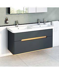 VitrA Sento Waschtisch-Unterschrank 61189 130 x 48 x 66,5 cm, Anthrazit Matt, Dekor, Überlaufloch, Hahnloch mittig