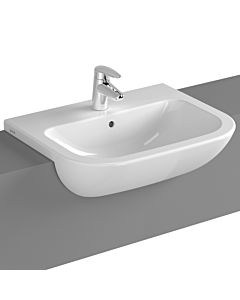 Lavabo semi-encastré VitrA S20 5524B003-0001 55 x 44 cm, trop-plein/robinetterie au centre, blanc