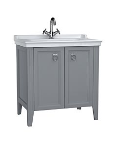 VitrA Valarte Waschtisch-Möbel-Set 62154 79,5 x 53 x 88 cm, 2 Türen, Korpus grau matt/Waschtisch weiß hochglanz