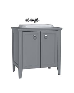 VitrA Valarte Einbauwaschtisch-Möbel-Set 62169 77,5 x 52 x 87,5 cm, 2 Türen, Korpus grau matt/Waschtisch weiß hochglanz