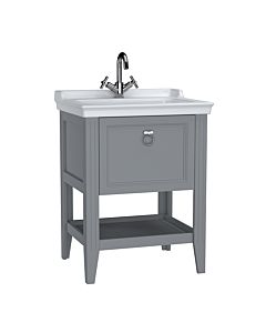 VitrA Valarte Waschtisch-Möbel-Set 62178 64,5 x 53 x 88 cm, 1 Vollauszug, Korpus grau matt/Waschtisch weiß hochglanz