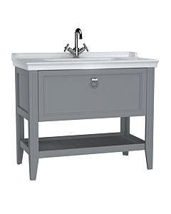 VitrA Valarte vanity unit set 62184, 99.5 x 53 x 88 cm, 1 full extension drawer, matt grey carcass/high-gloss white washbasin