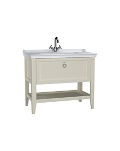 VitrA Valarte Waschtisch-Möbel-Set 62185 99,5 x 53 x 88 cm, 1 Vollauszug, Korpus elfenbein matt/Waschtisch weiß hochglanz