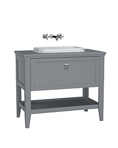 VitrA Valarte Einbauwaschtisch-Möbel-Set 62199 98 x 52 x 87,5 cm, 1 Vollauszug, Korpus grau matt/Waschtisch weiß hochglanz