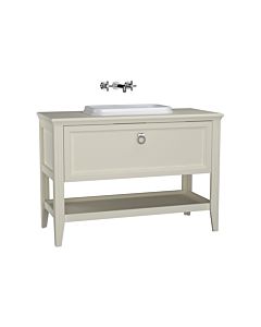 VitrA Valarte Einbauwaschtisch-Möbel-Set 62203 118 x 52 x 87,5 cm, 1 Vollauszug, Korpus elfenbein matt/Waschtisch weiß hochglanz