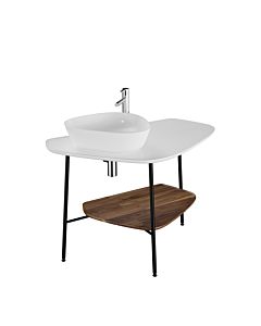 Console de lavabo VitrA Plural 62570 103,2 x 61,2 x 73 cm, à gauche, étagère en noyer, plan de travail blanc brillant