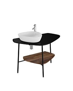 VitrA Plural washbasin console 62572 103.2 x 61.2 x 73 cm, left-hand, walnut shelf, matte black top