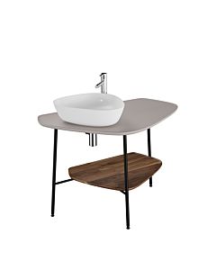 VitrA Plural Waschtisch-Konsole 62573 103,2 x 61,2 x 73 cm, links, Ablage Walnuss, Platte taupe matt