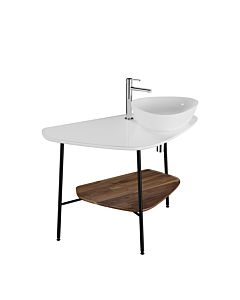 VitrA Plural Washbasin Console 62580 103.2 x 61.2 x 73 cm, right-hand, walnut shelf, high-gloss white top