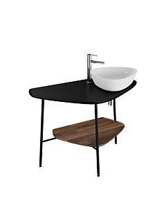 Console de lavabo VitrA Plural 62582 103,2 x 61,2 x 73 cm, à droite, étagère en noyer, plateau noir mat
